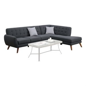 Benjara Polyfiber 2 Pieces Sectional With 2 Pillows In Dark Gray