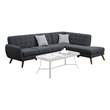 Benjara Polyfiber 2 Pieces Sectional With 2 Pillows In Dark Gray