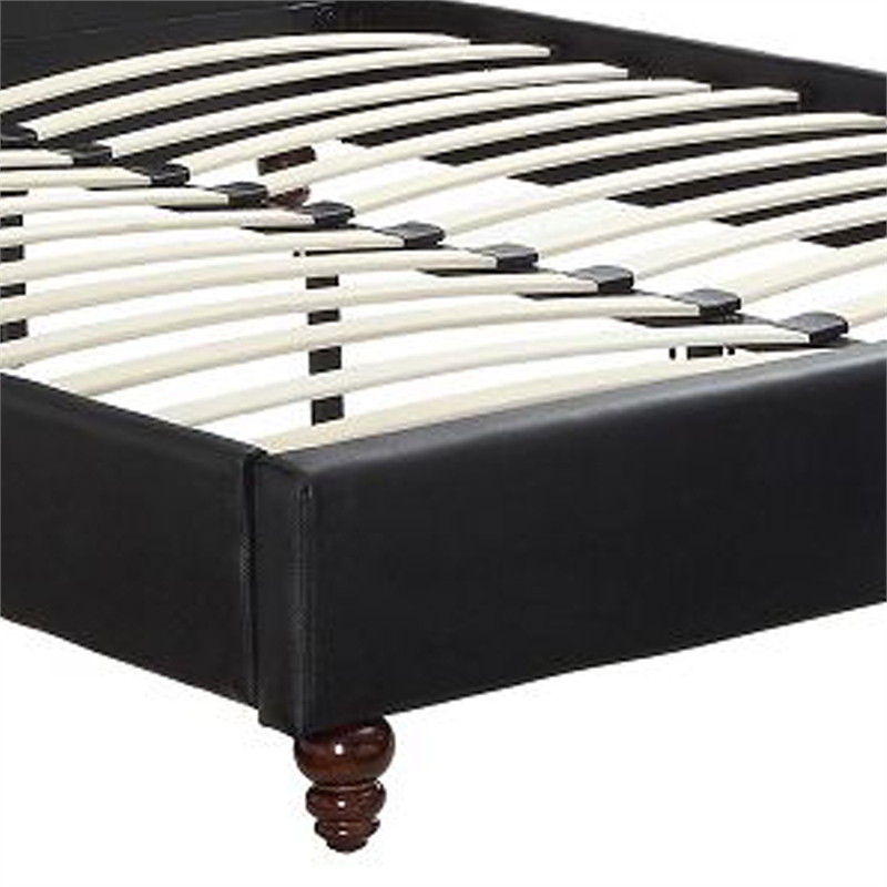 Benjara Magnificent Faux Leather Upholstered California King Size Bed Black