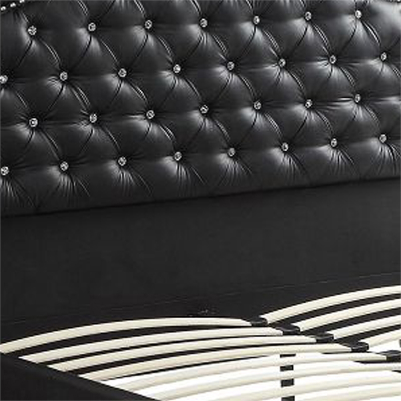 Benjara Magnificent Faux Leather Upholstered California King Size Bed Black