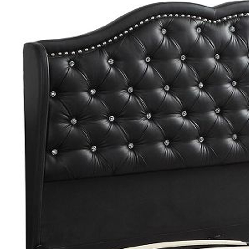 Benjara Magnificent Faux Leather Upholstered California King Size Bed Black
