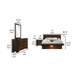 Benjara Bela 4 Piece Queen Bedroom Set- LED Underlight- Dark Brown Wood Finish