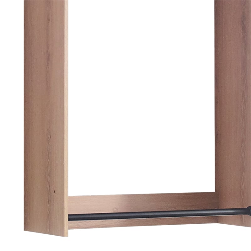 Benjara Vedz Walk in Closet w 2 Drawers- 5 Shelves- 3 Hanging Rods- Brown