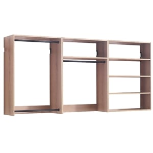 Benjara Vedz Walk in Closet w 2 Drawers- 5 Shelves- 3 Hanging Rods- Brown