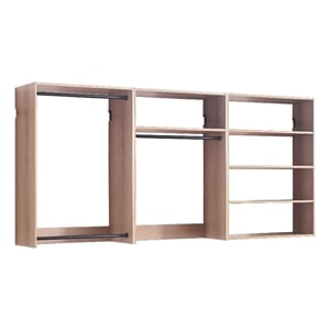 Benjara Vedz Walk in Closet w 2 Drawers- 5 Shelves- 3 Hanging Rods- Brown