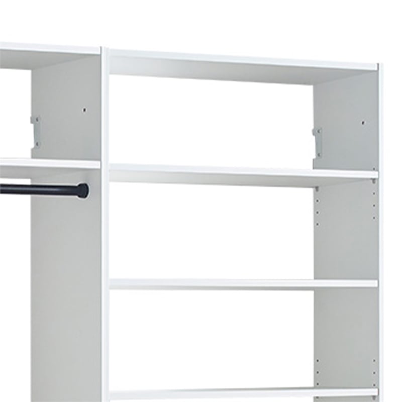 Benjara Vedz Walk in Closet w 2 Drawers- 5 Shelves- 3 Hanging Rods- White