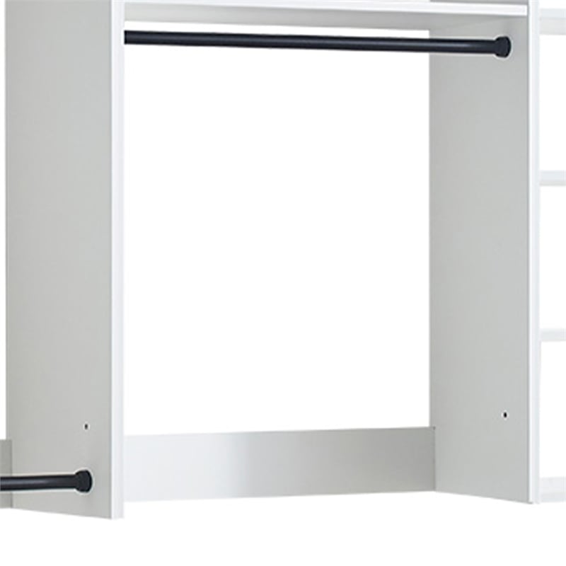 Benjara Vedz Walk in Closet w 2 Drawers- 5 Shelves- 3 Hanging Rods- White