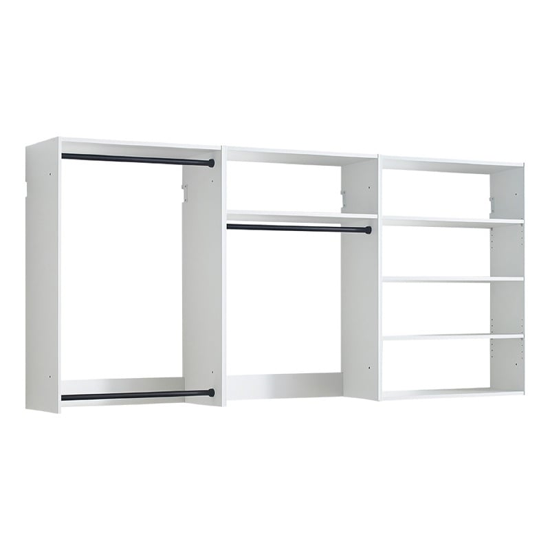 Benjara Vedz Walk in Closet w 2 Drawers- 5 Shelves- 3 Hanging Rods- White