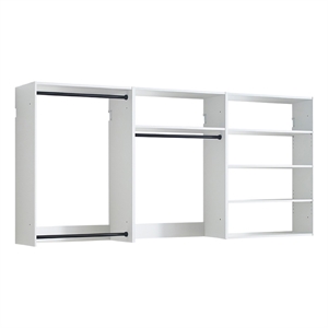 Benjara Vedz Walk in Closet w 2 Drawers- 5 Shelves- 3 Hanging Rods- White