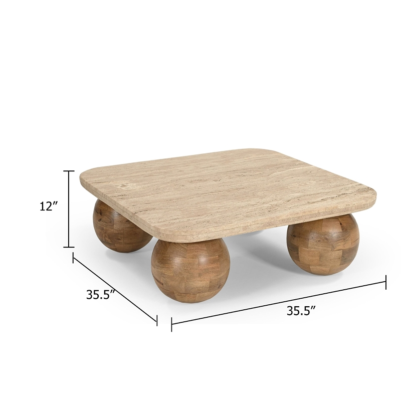 Benjara Cid Drift Coffee Table- Square 36