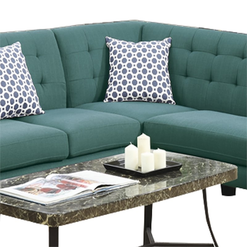Benjara Polyfiber 2 Pieces Sectional With 2 Pillows In Blue