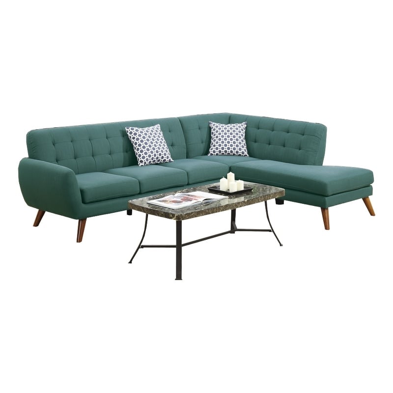 Benjara Polyfiber 2 Pieces Sectional With 2 Pillows In Blue