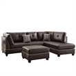 Benjara Plushed Bonded Leather 3 Pieces Sectional Set In Brown