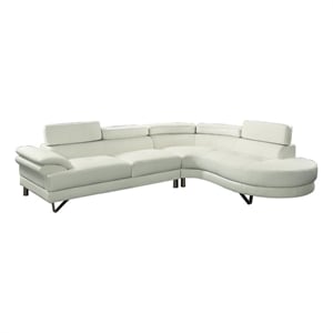 Benjara Faux Leather 2 Piece Sectional In White