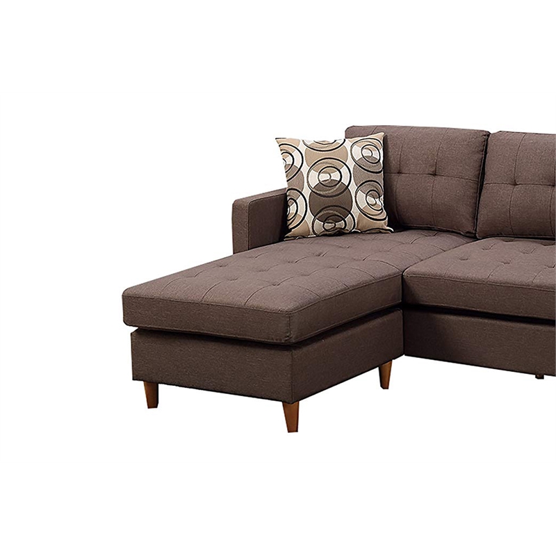 Benjara Polyfiber 2 Pieces Sectional With Pillows In Brown