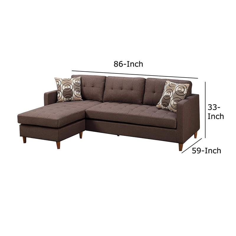 Benjara Polyfiber 2 Pieces Sectional With Pillows In Brown
