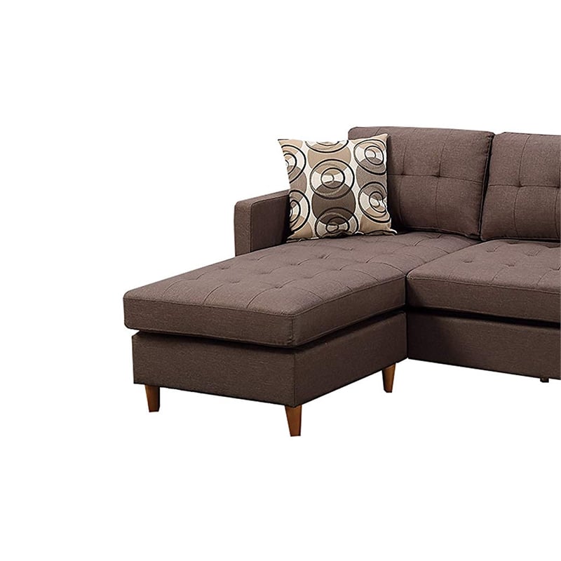 Benjara Polyfiber 2 Pieces Sectional With Pillows In Brown