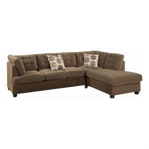 Benjara Luxurious & Plush 2 PC Corduroy Sectional Sofa In waffle Suede Truffle