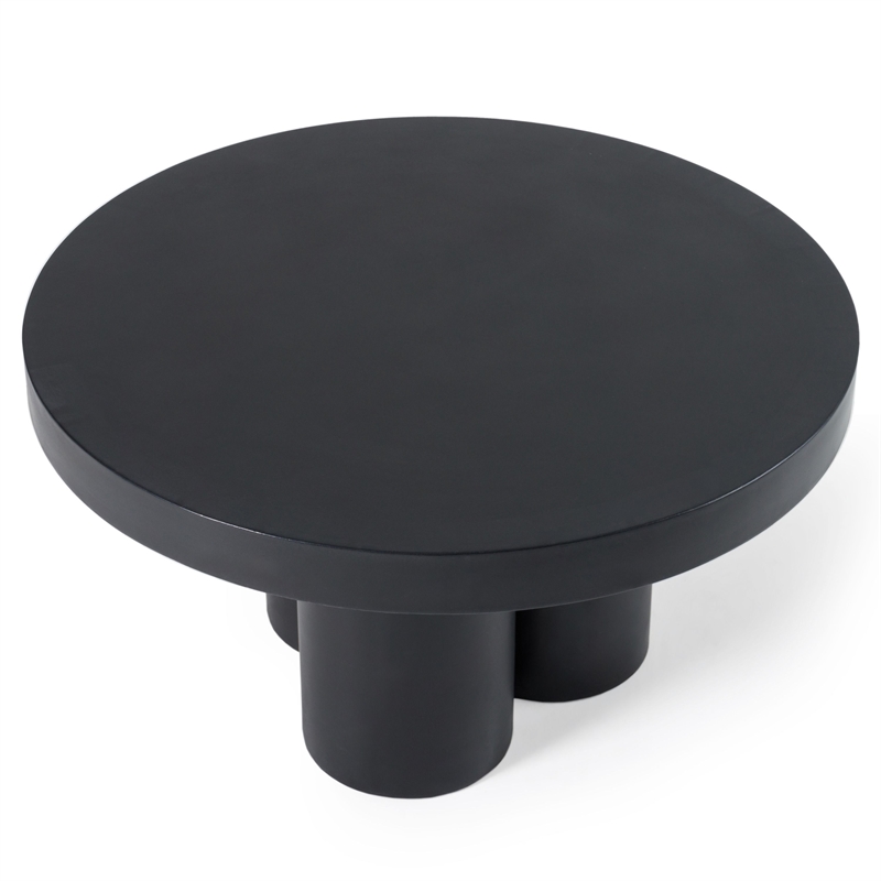 Benjara Cid Run Coffee Table- Abstract Black Concrete Base- Round 30