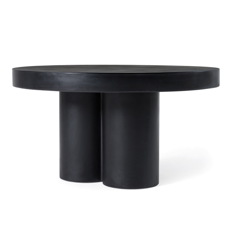 Benjara Cid Run Coffee Table- Abstract Black Concrete Base- Round 30