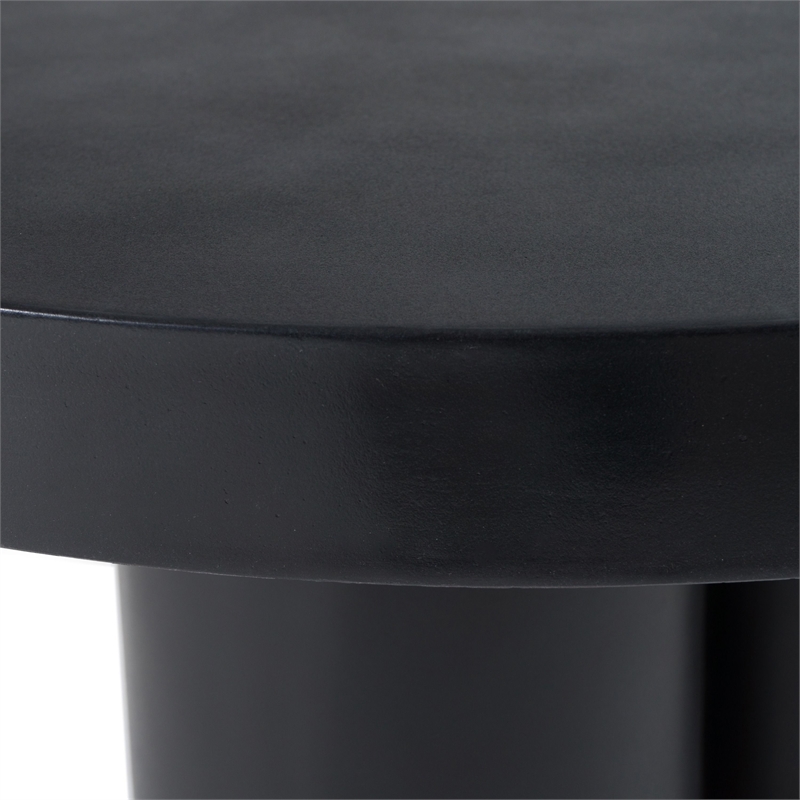 Benjara Cid Run Coffee Table- Abstract Black Concrete Base- Round 30