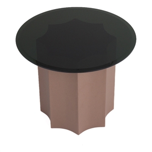 Benjara Cid Ingo Side End Table- 32&quot Black Mirrored Glass Top- Wine Red Base