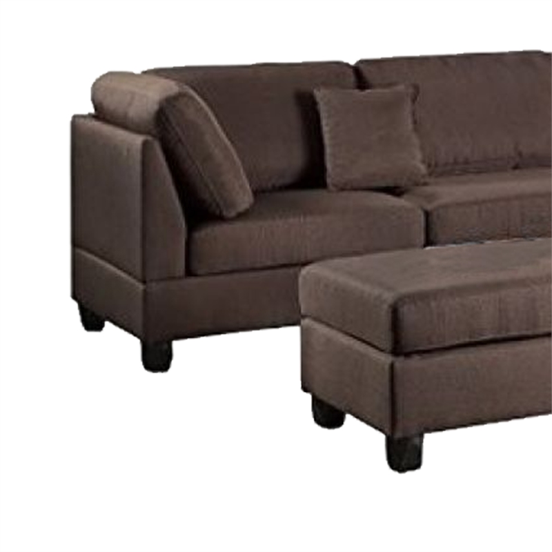 Benjara Linen Fabric 3 Pieces Sectional In Chocolate Brown