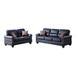 Benjara Bonded Leather 2 Pieces Sofa Set With Pillows In Black