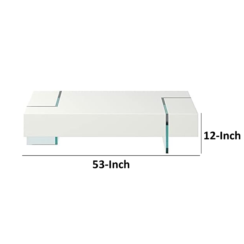 Benjara Wami Coffee Table- Tempered Glass- 53