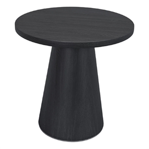 Benjara Side End Table- 24&quot Spacious Round Top- Black Veneer Tapered Base