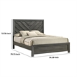 Benjara Velz Full Size Bed w Chevron Patterned Headboard- Dark Gray Wood