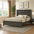 Benjara Velz Full Size Bed w Chevron Patterned Headboard- Dark Gray Wood