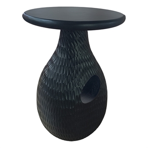 Benjara 14&quot Side End Table- Artisan Handcrafted Mango Wood/Black