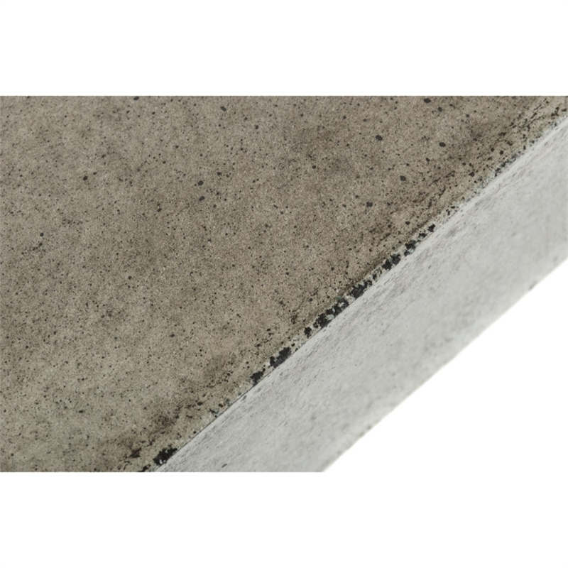 Benjara Square Concrete Coffee Table with Pedestal Base- Gray