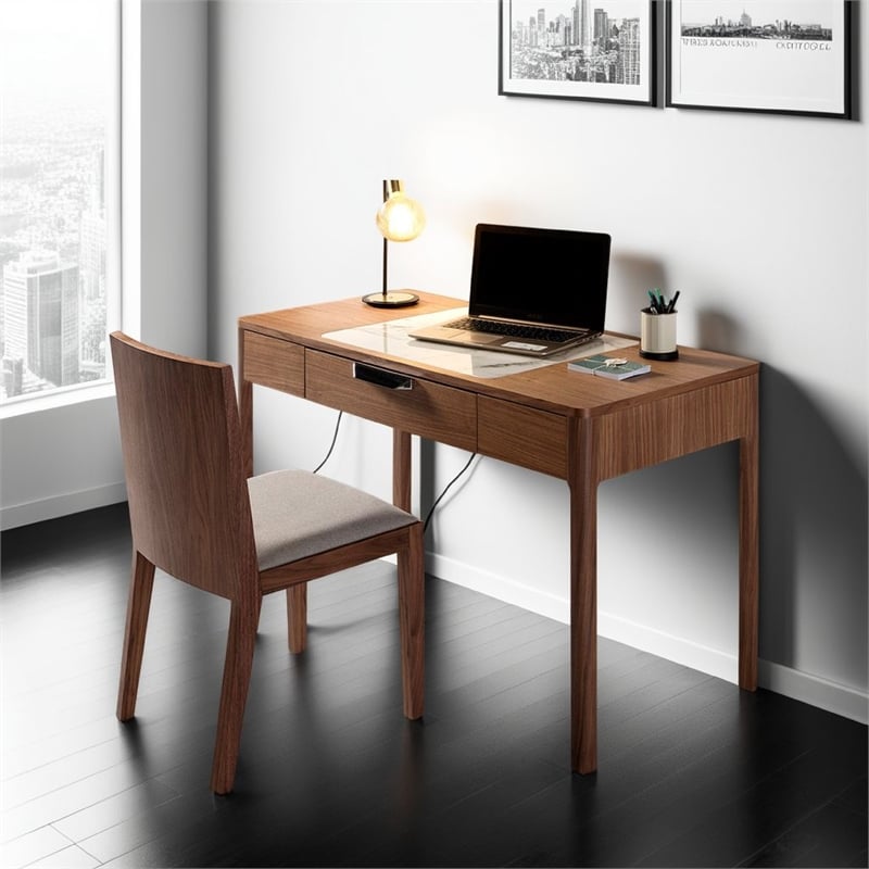 Benjara Office Desk- Brown Solid Wood- 47