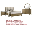 Benjara Heon 4pc Queen Bedroom Set- Beige Tufted Headboard- Natural Brown