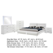 Benjara Zor 5pc King Size Bedroom Set- White Faux Leather and LED Mirror
