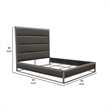 Benjara Chek King Size Bed- Gray Faux Leather Upholstery w Silver Metal Frame