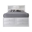 Benjara 8 Drawer Eastern King Bed with Bookcase Headboard and Round Knobs- White
