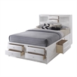 Benjara 8 Drawer Eastern King Bed with Bookcase Headboard and Round Knobs- White