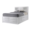 Benjara 8 Drawer Eastern King Bed with Bookcase Headboard and Round Knobs- White
