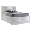 Benjara 8 Drawer Eastern King Bed with Bookcase Headboard and Round Knobs- White