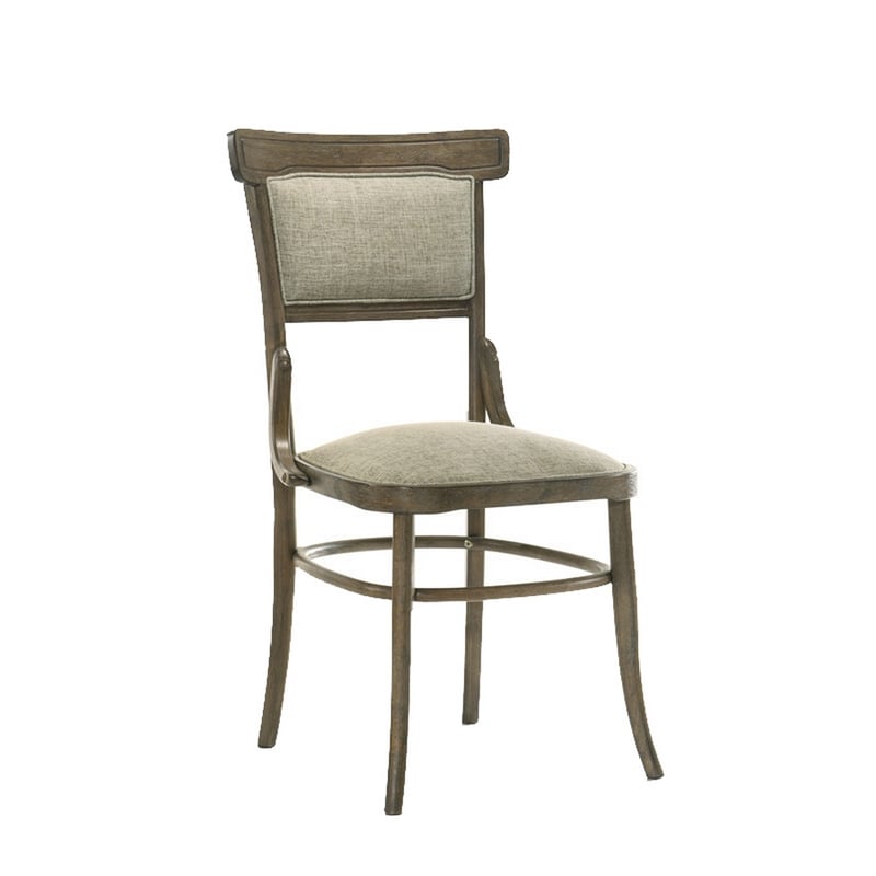Benjara 7 PC Wood Dining Table Set- Rectangular Top- Padded Chairs- Brown Beige