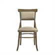 Benjara 7 PC Wood Dining Table Set- Rectangular Top- Padded Chairs- Brown Beige