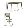 Benjara 7 PC Wood Dining Table Set- Rectangular Top- Padded Chairs- Brown Beige
