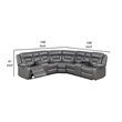 Benjara Lof Power Reclining Sectional Sofa Set- USB Port- Gray Gel Faux Leather