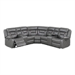 Benjara Lof Power Reclining Sectional Sofa Set- USB Port- Gray Gel Faux Leather