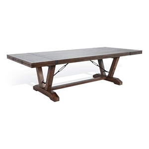 Benjara Yael Dining Table- 108-140&quot 8 to 14 Seater- Brown Mahogany Wood