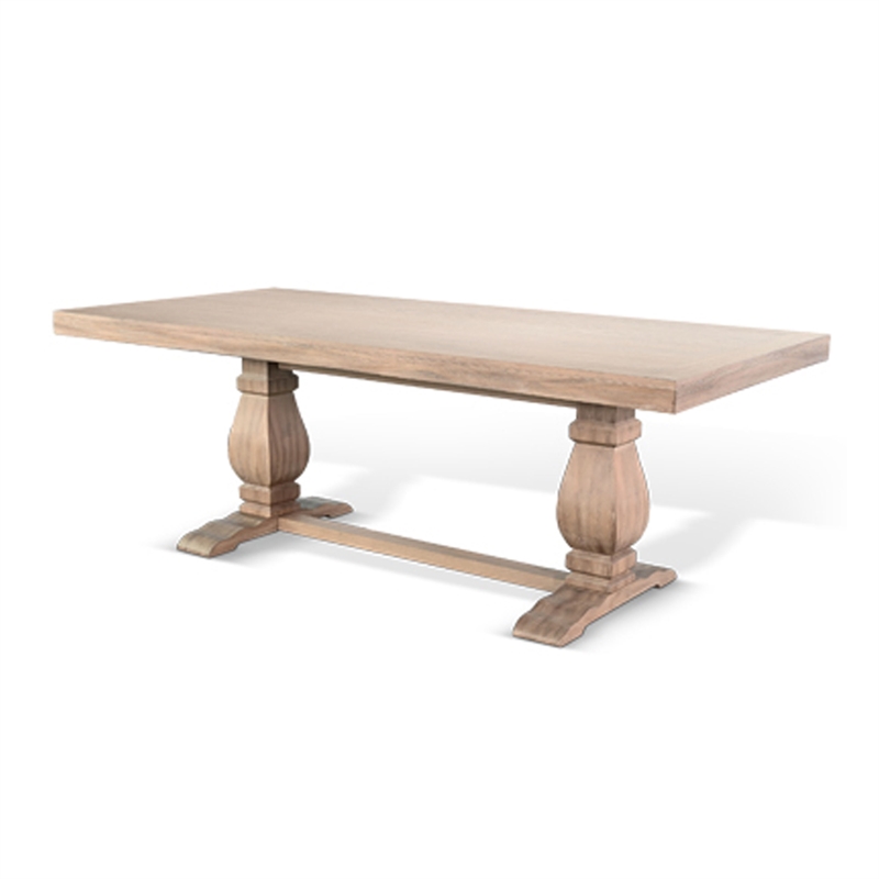 Benjara Anna Dining Table- Carved Legs- Natural Wheat Wood- 84