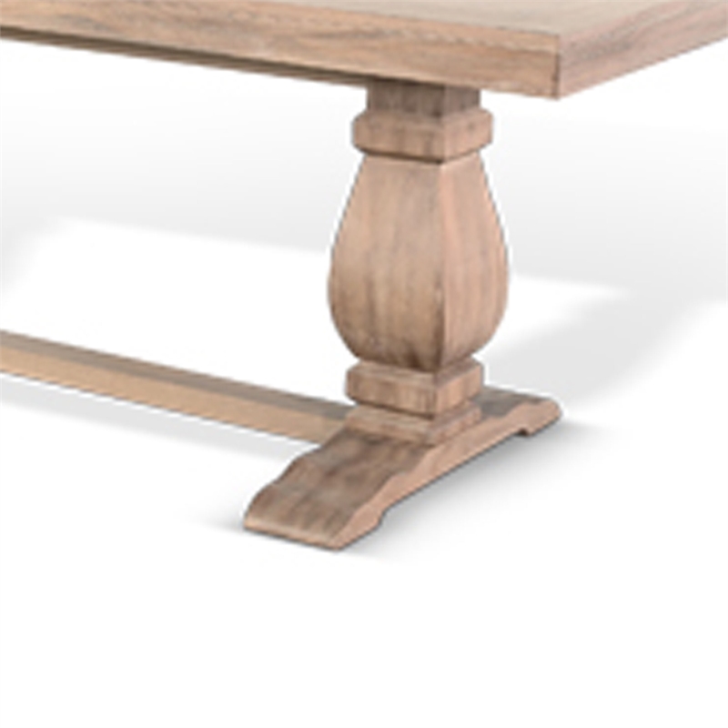Benjara Anna Dining Table- Carved Legs- Natural Wheat Wood- 84